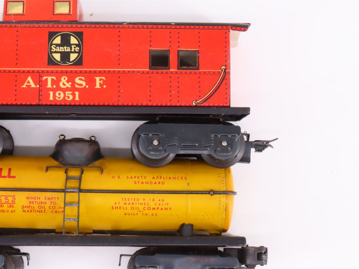 O Gauge 3-Rail Marx Tinplate ATSF Santa Fe Diesel Freight Set w/Box &amp; Extra Cars