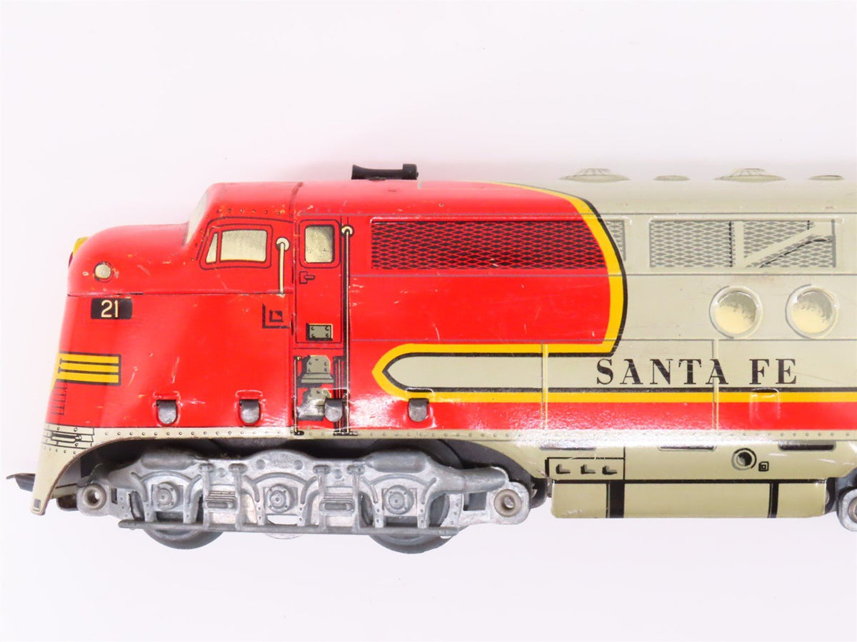 O Gauge 3-Rail Marx Tinplate ATSF Santa Fe Diesel Freight Set w/Box &amp; Extra Cars