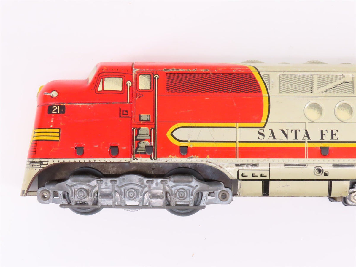 O Gauge 3-Rail Marx Tinplate ATSF Santa Fe Diesel Freight Set w/Box &amp; Extra Cars