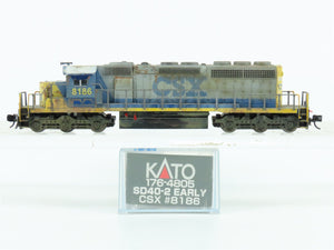 N Scale KATO 176-4805 CSX EMD SD40-2 Early Diesel #8186 - Custom Weathered