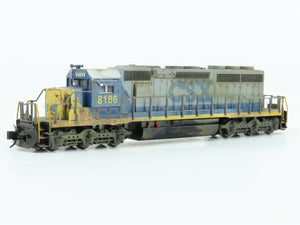 N Scale KATO 176-4805 CSX EMD SD40-2 Early Diesel #8186 - Custom Weathered