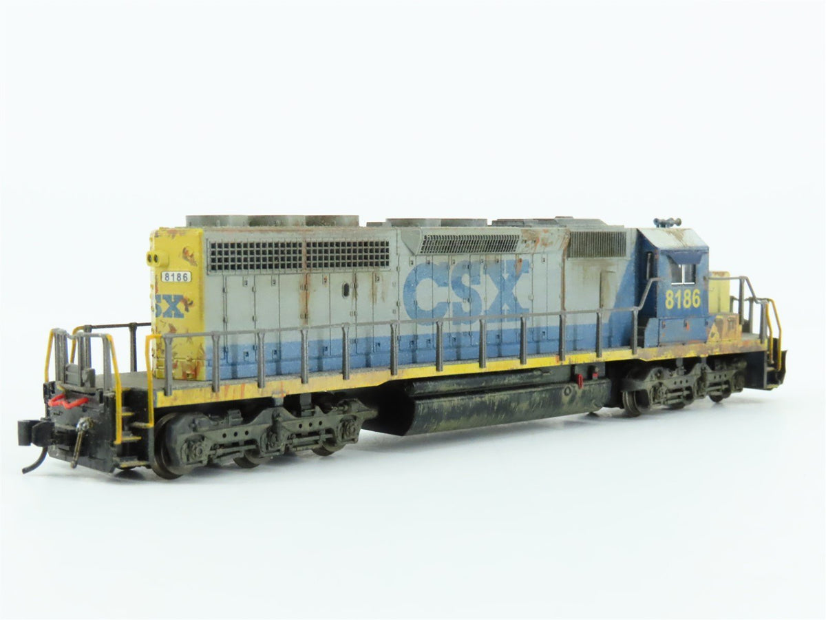 N Scale KATO 176-4805 CSX EMD SD40-2 Early Diesel #8186 - Custom Weathered