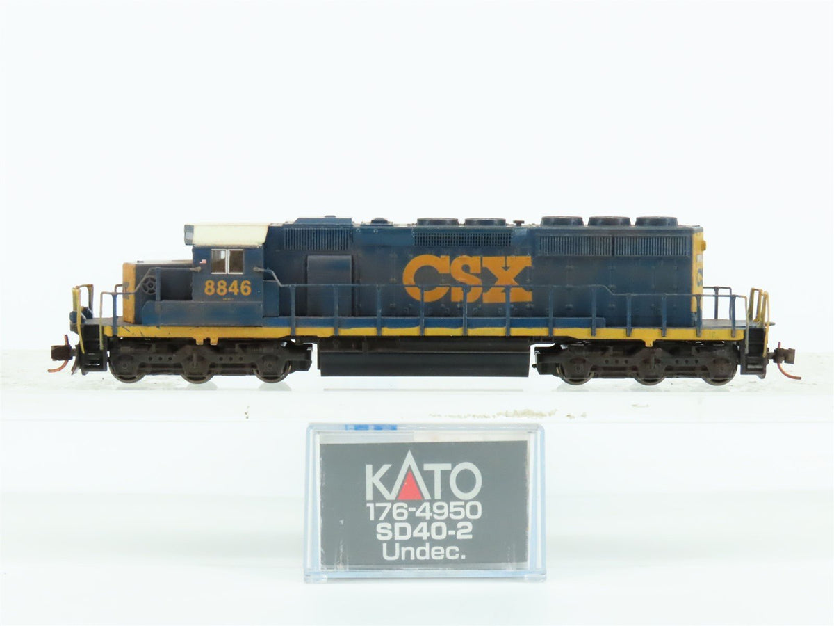 N KATO 176-4950 CSX Yn3 Scheme EMD SD40-2 Mid Diesel #8846 - Custom &amp; Weathered