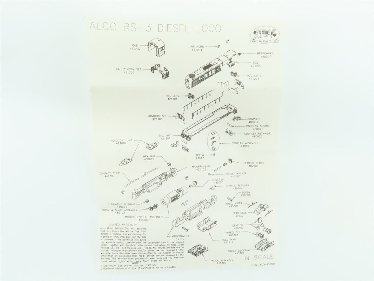 N Scale Atlas Classic 42032 NYC New York Central ALCO RS-3 Diesel #8323
