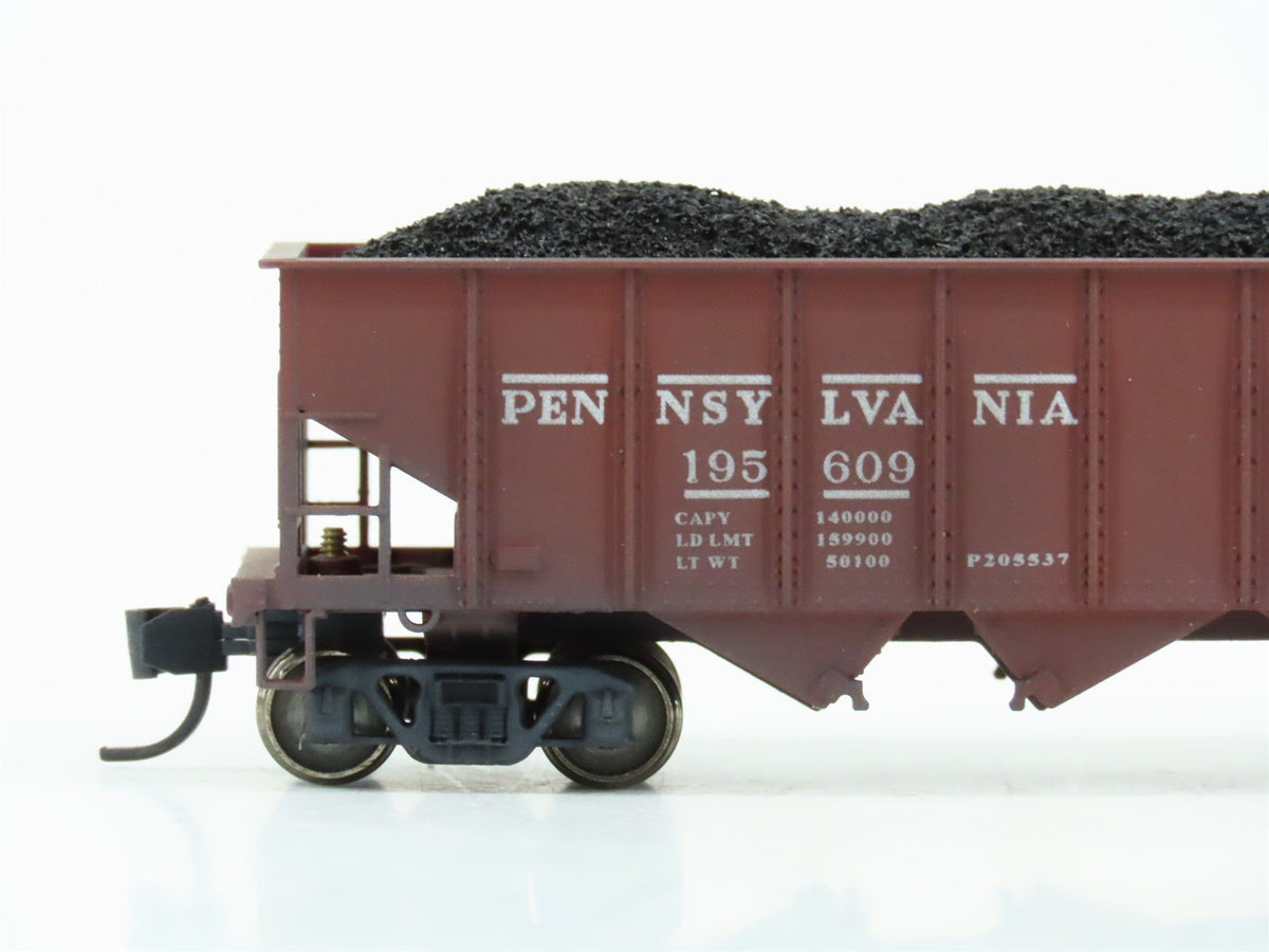 N Bowser 37402 PRR Pennsylvania 4-Bay Hopper #195609 w/ Load - Custom Weathered