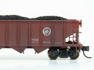 N Bowser 37402 PRR Pennsylvania 4-Bay Hopper #195609 w/ Load - Custom Weathered