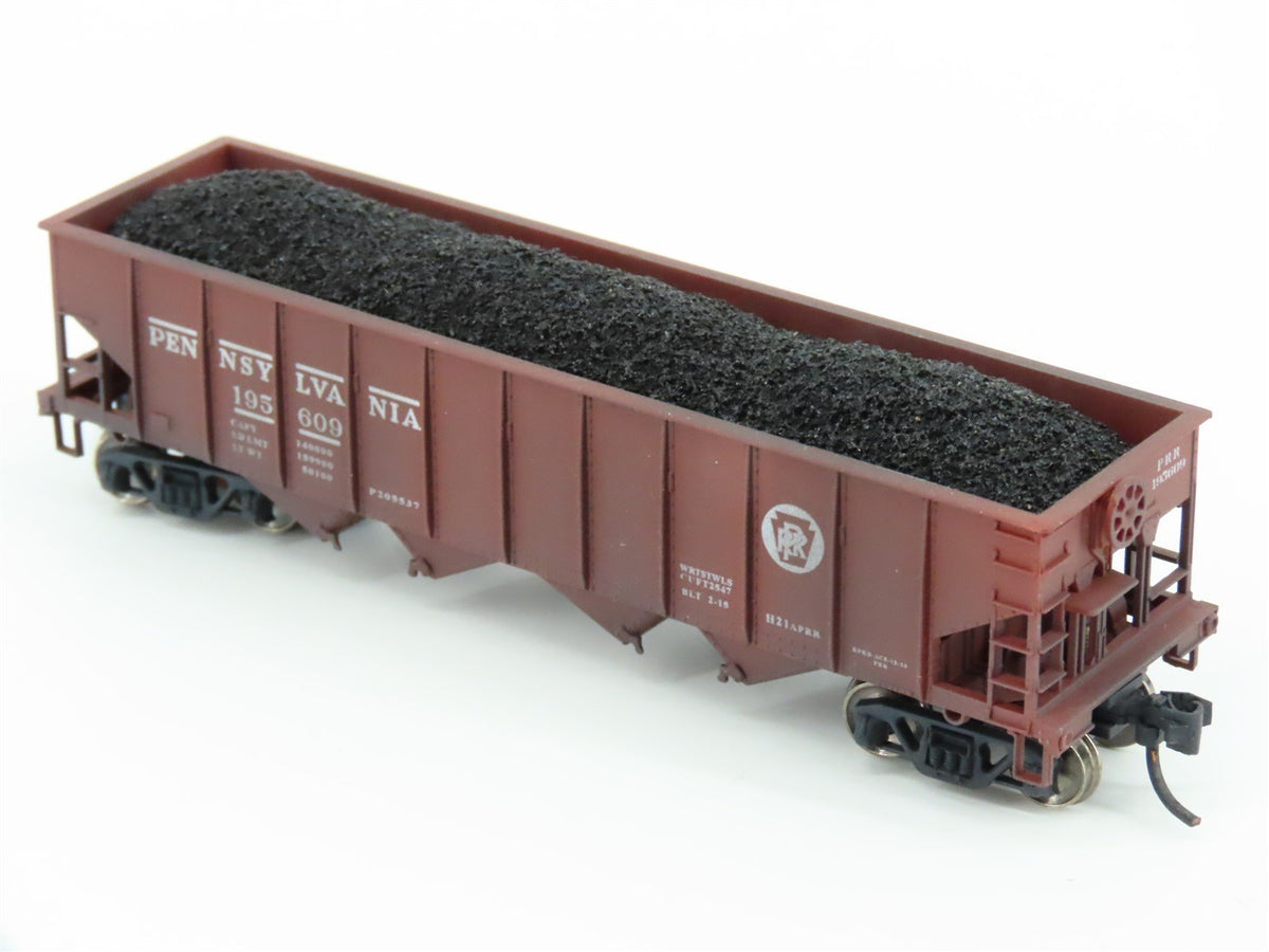 N Bowser 37402 PRR Pennsylvania 4-Bay Hopper #195609 w/ Load - Custom Weathered