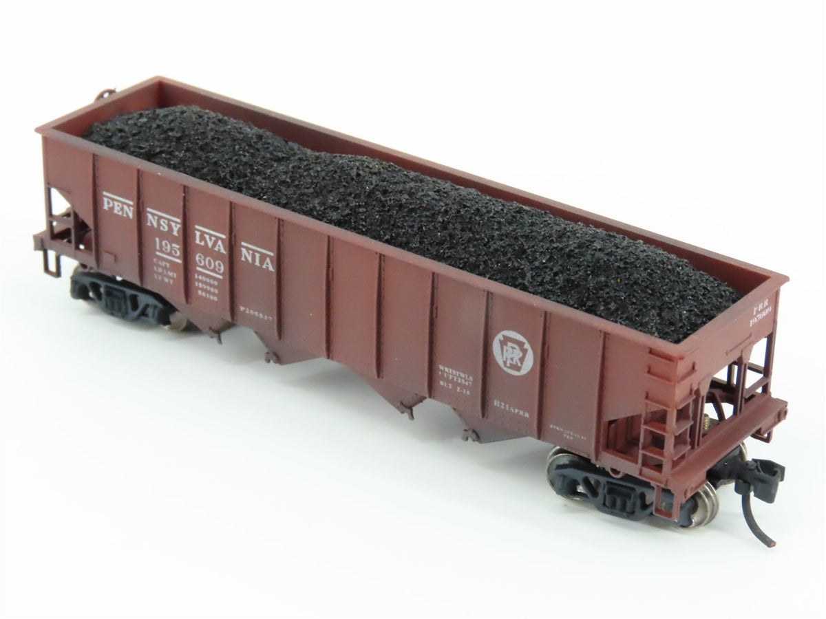 N Bowser 37402 PRR Pennsylvania 4-Bay Hopper #195609 w/ Load - Custom Weathered