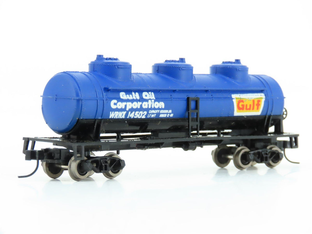 N Scale Atlas 2296 WRMX Gulf Oil 3-Dome Tank Car #14502