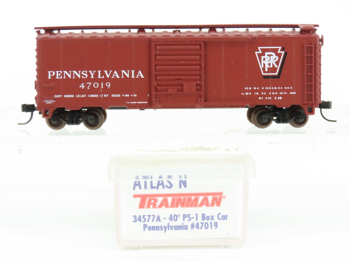 N Atlas Trainman 34577A PRR Pennsylvania 40&#39; PS-1 Single Door Box Car #47019