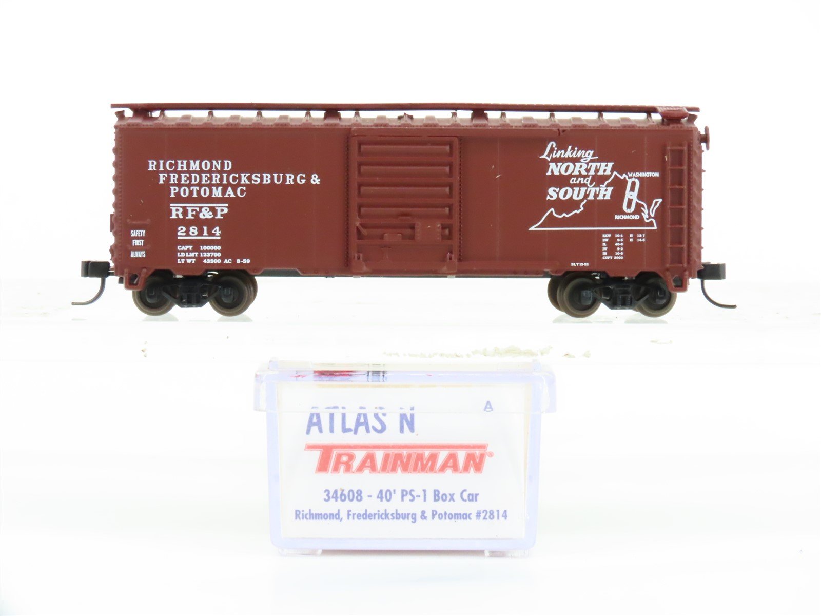 N Scale Atlas Trainman 34608 RF&P 40' PS-1 Single Door Box Car #2814