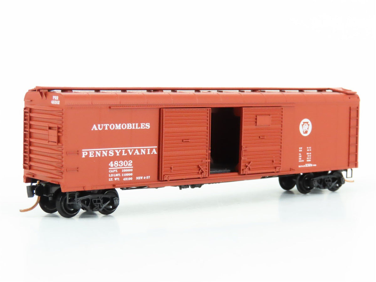 N Micro-Trains MTL 79010 PRR Pennsylvania 50&#39; Wagon Top Auto Box Car #48302