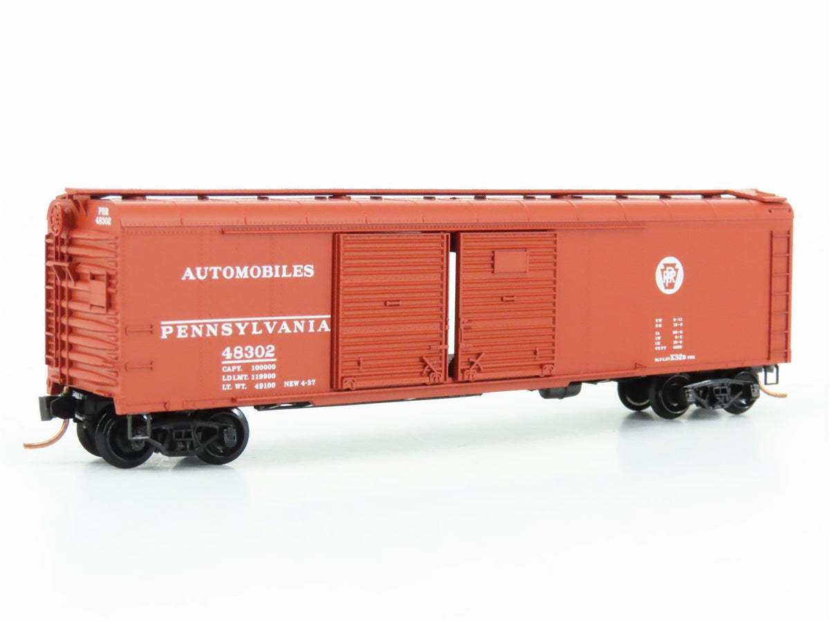 N Micro-Trains MTL 79010 PRR Pennsylvania 50&#39; Wagon Top Auto Box Car #48302