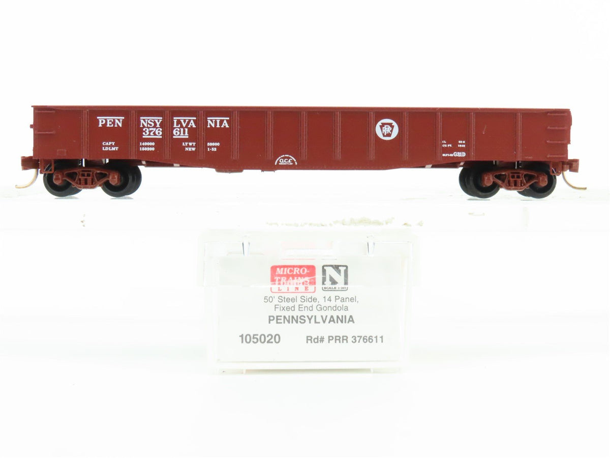 N Scale Micro-Trains MTL 105020 PRR Pennsylvania 50&#39; Fixed End Gondola #376611