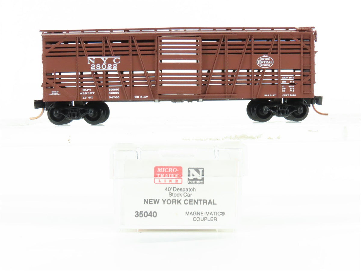 N Micro-Trains MTL 35040 NYC New York Central 40&#39; Despatch Stock Car #28022