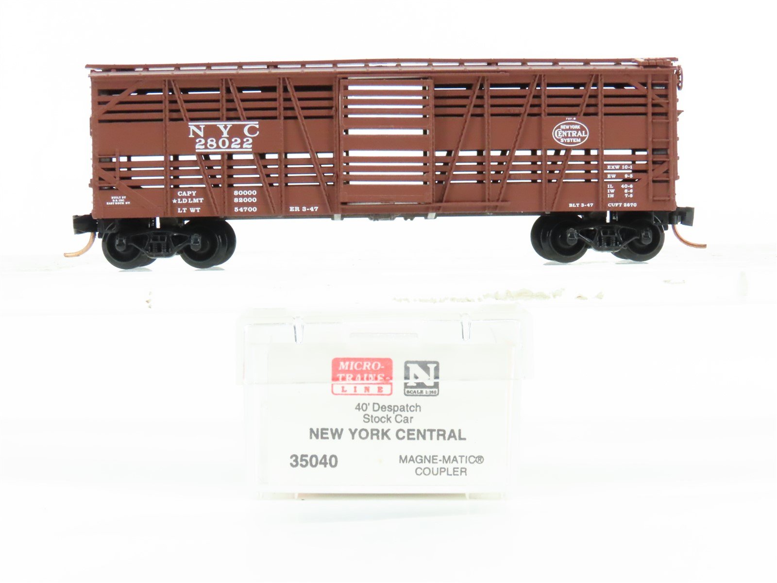 N Micro-Trains MTL 35040 NYC New York Central 40' Despatch Stock Car #28022