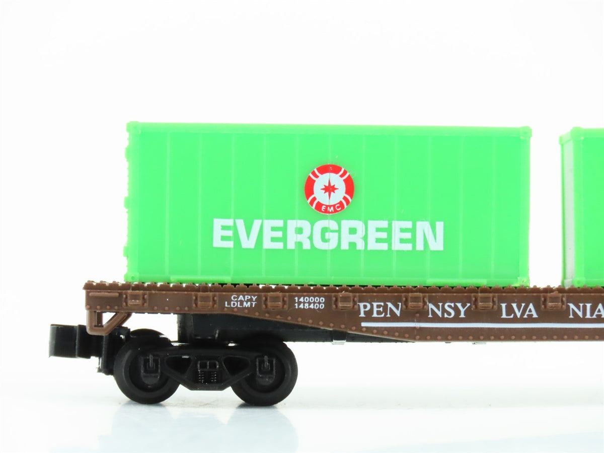 N Model Power 84003 PRR Pennsylvania 50&#39; Flat Car #474201 w/Evergreen Containers