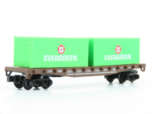 N Model Power 84003 PRR Pennsylvania 50' Flat Car #474201 w/Evergreen Containers