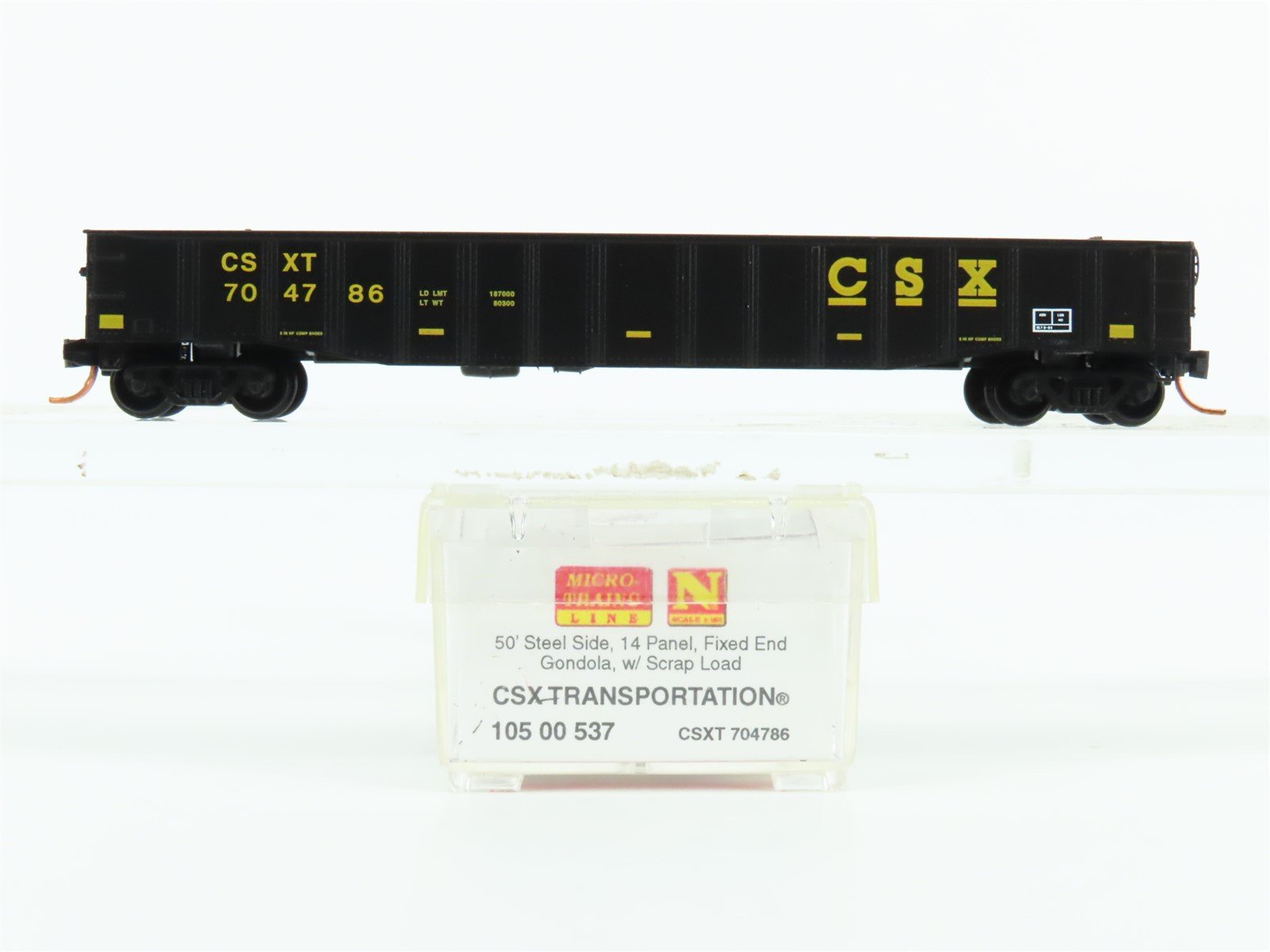 N Micro-Trains MTL 10500537 CSX 50' Fixed End Gondola #704786 w/ Scrap Load