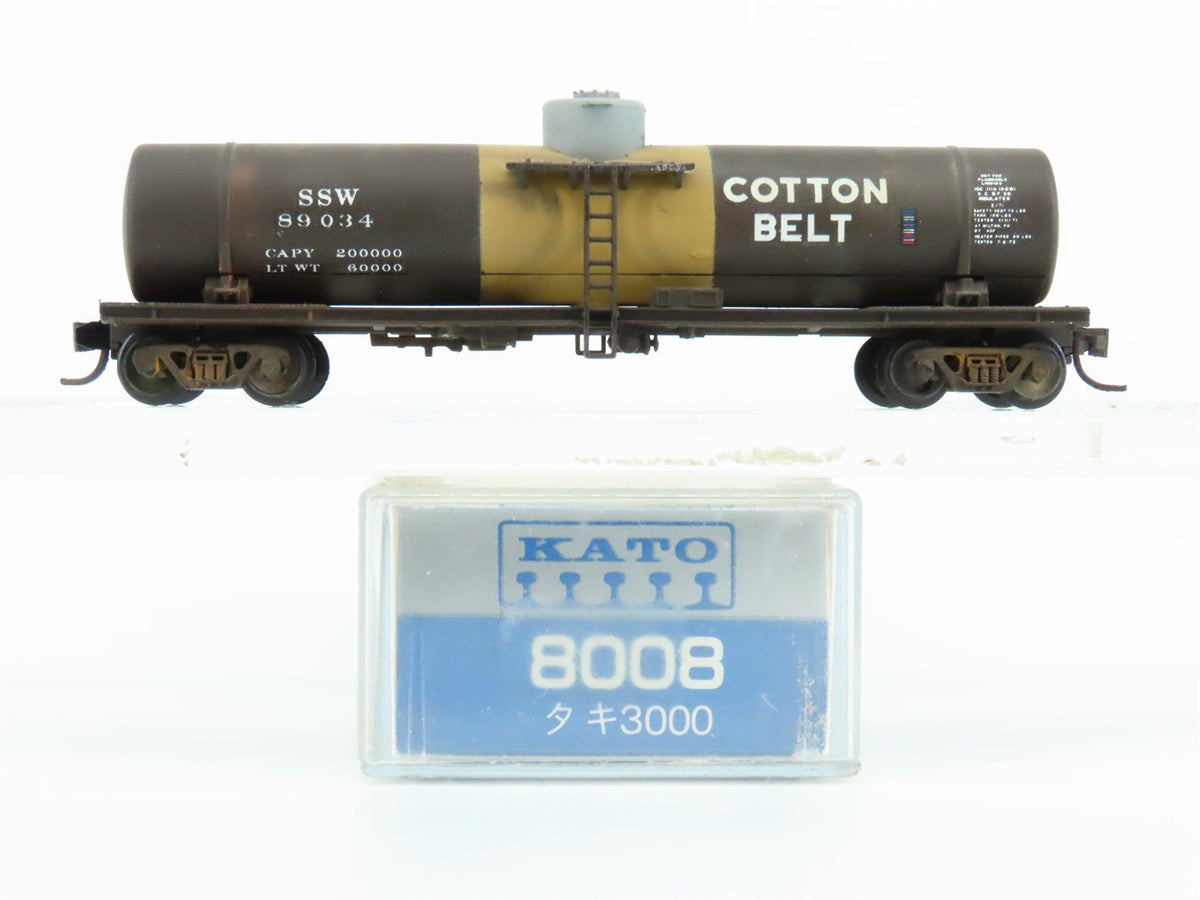 N KATO 8008 SSW Cotton Belt Single Dome Tank Car #89034 - Custom &amp; Weathered