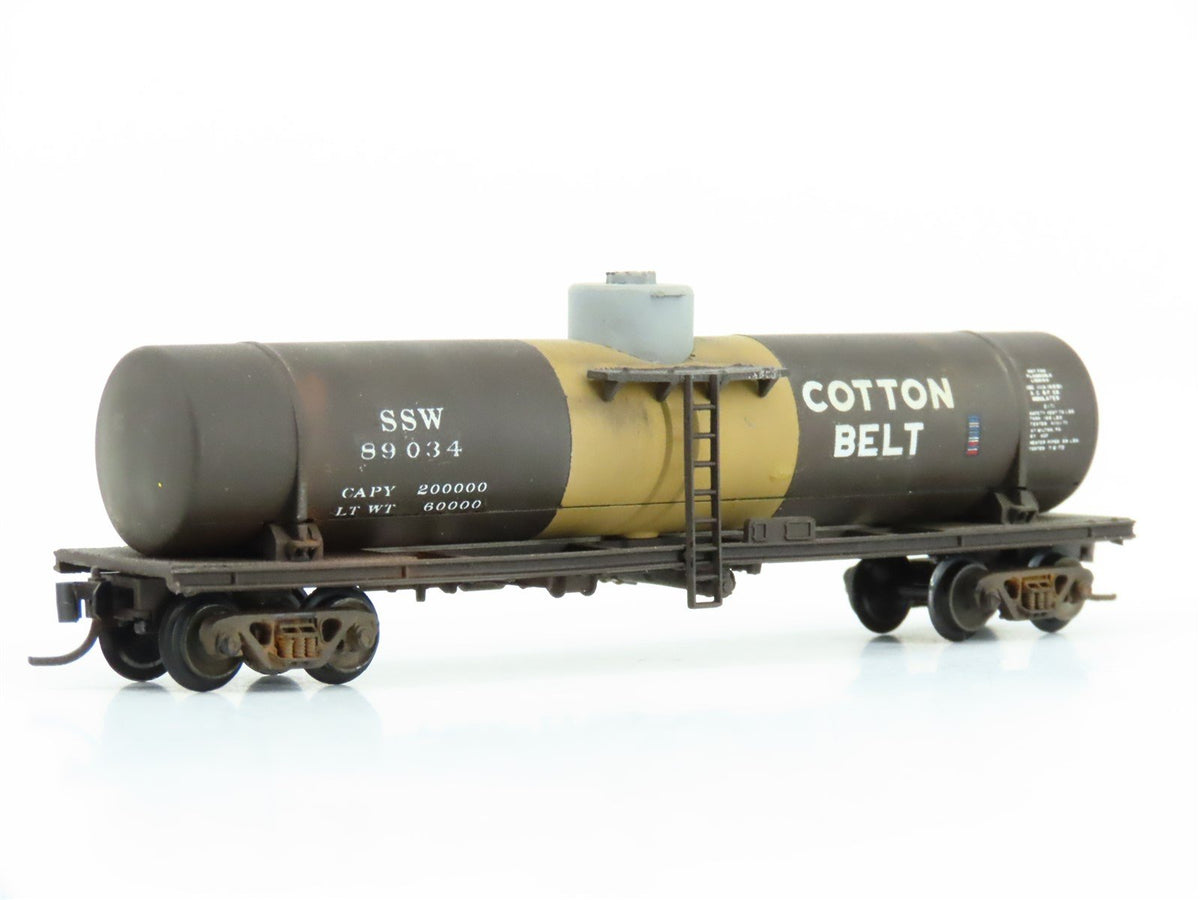 N KATO 8008 SSW Cotton Belt Single Dome Tank Car #89034 - Custom &amp; Weathered