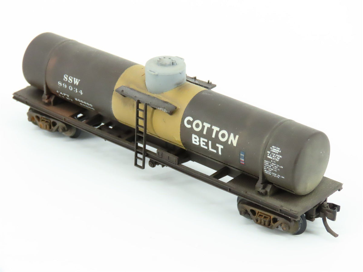 N KATO 8008 SSW Cotton Belt Single Dome Tank Car #89034 - Custom &amp; Weathered