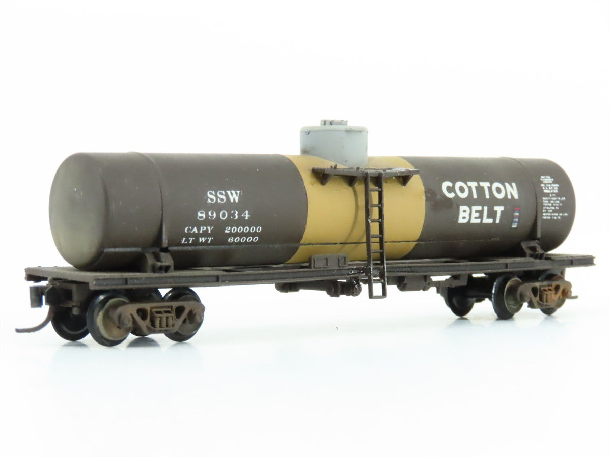 N KATO 8008 SSW Cotton Belt Single Dome Tank Car #89034 - Custom &amp; Weathered