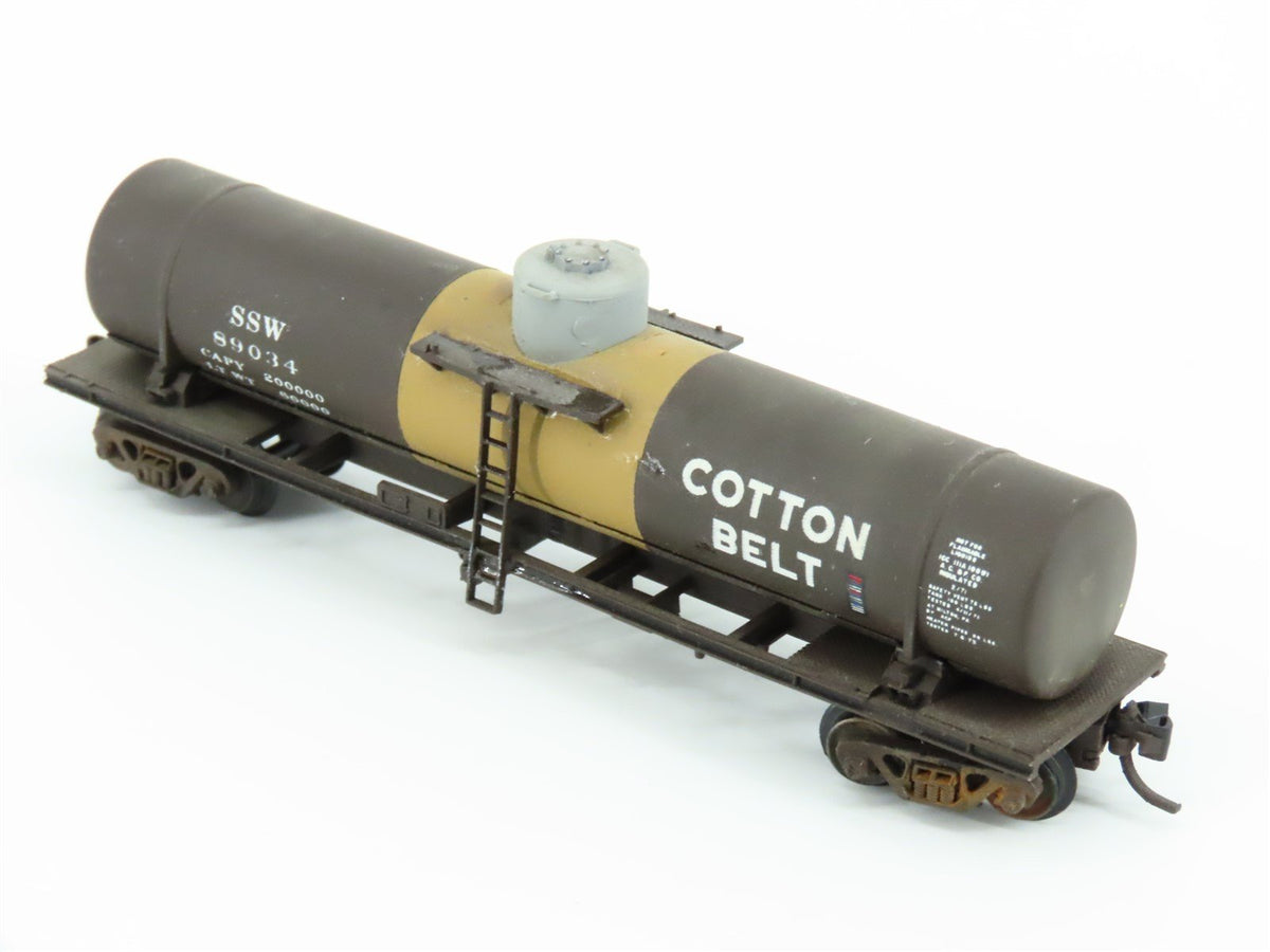 N KATO 8008 SSW Cotton Belt Single Dome Tank Car #89034 - Custom &amp; Weathered