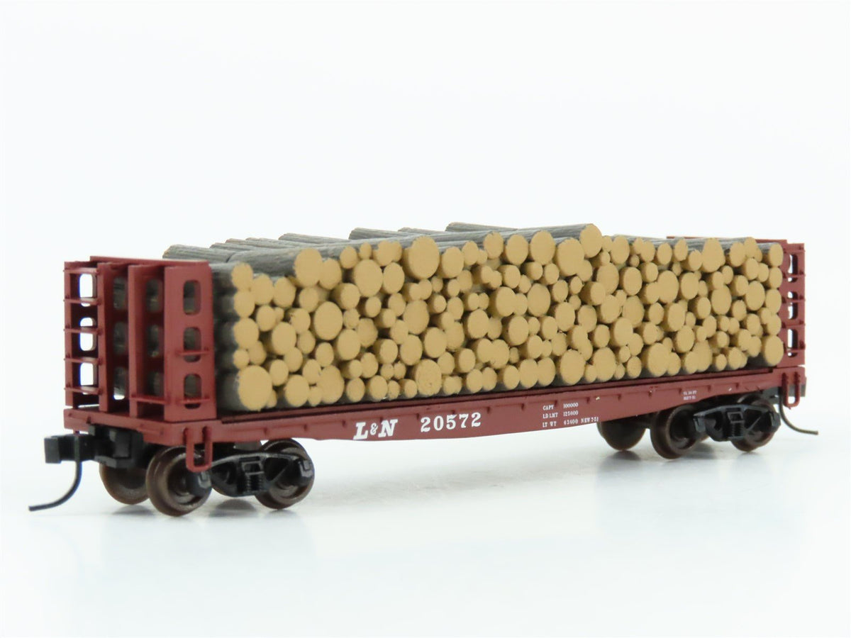 N Scale Atlas 38424 L&amp;N Louisville &amp; Nashville Pulpwood Flat Car #20572 w/ Load