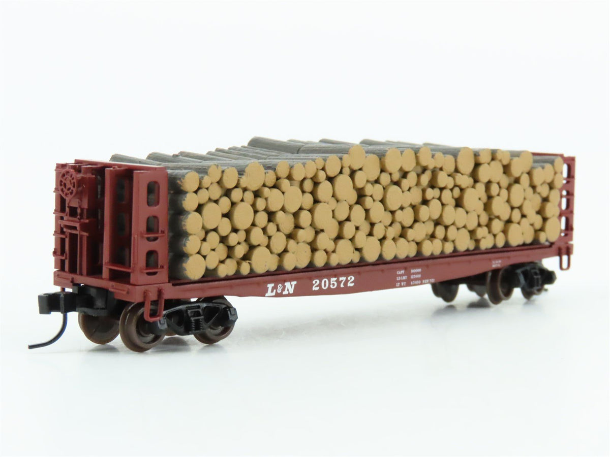 N Scale Atlas 38424 L&amp;N Louisville &amp; Nashville Pulpwood Flat Car #20572 w/ Load