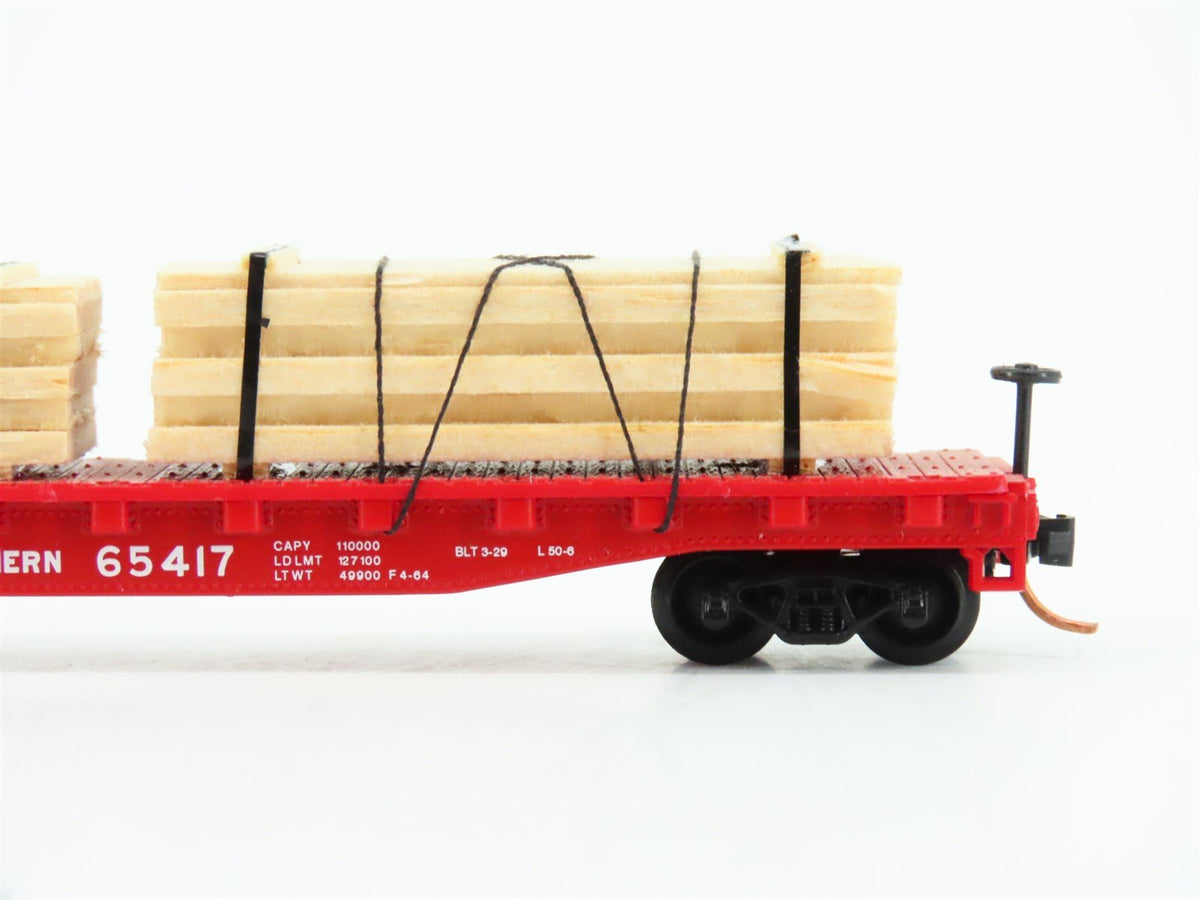 N Scale Atlas 38071 GN Great Northern 50&#39; Flat Car #65417 w/ Custom Lumber Load