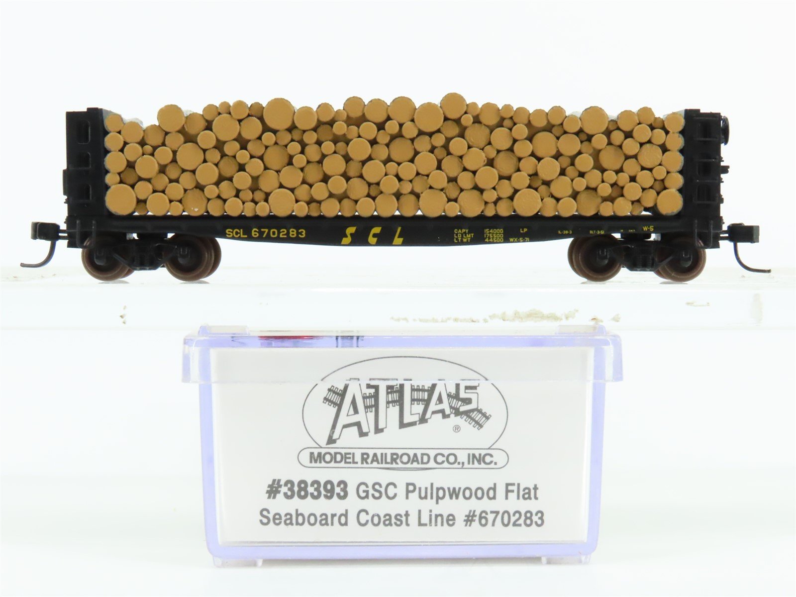 N Scale Atlas 38393 SCL Seaboard Coast Line GSC Pulpwood Flat Car #670283 w/Load