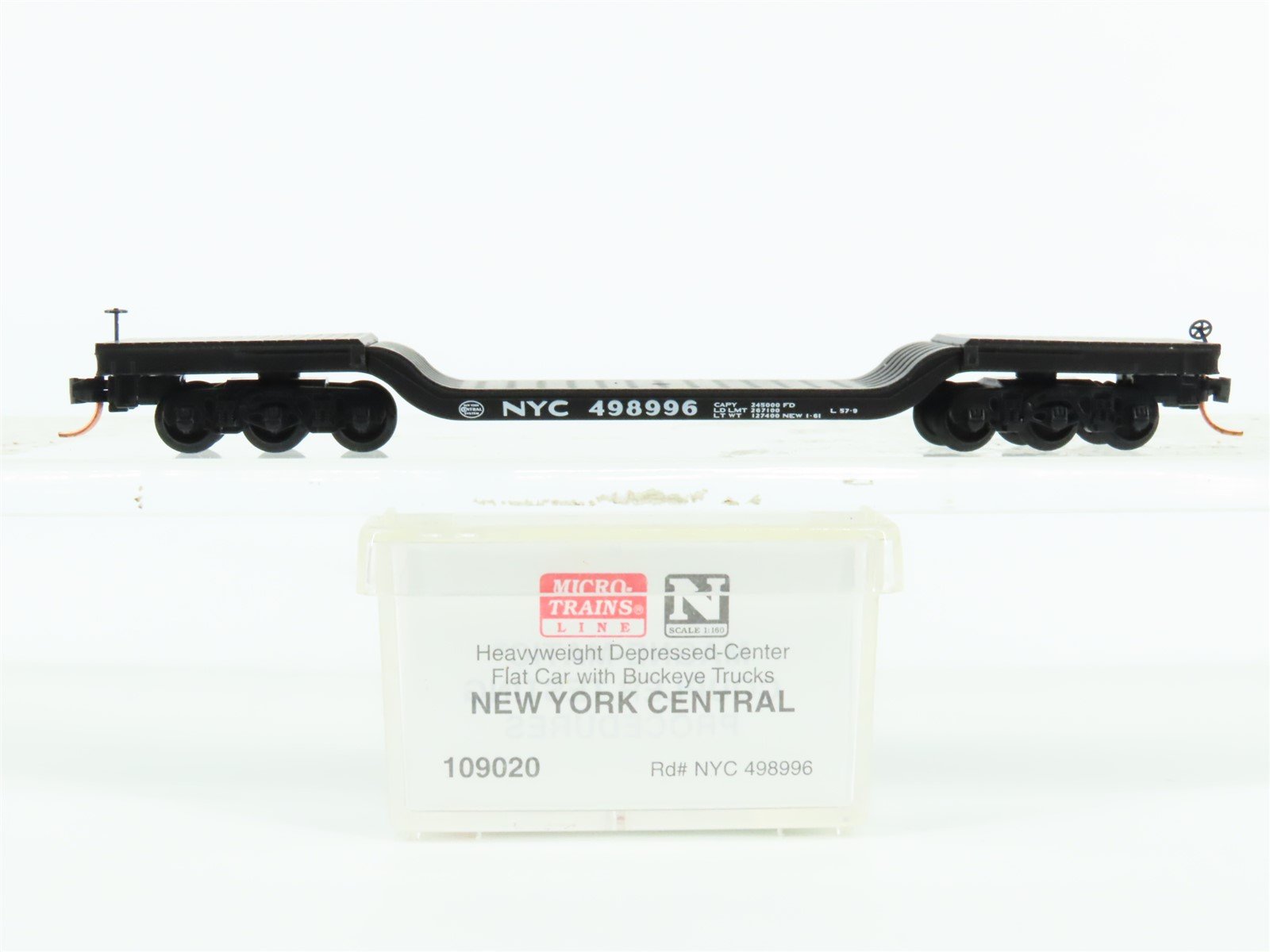 N Micro-Trains MTL 109020 NYC New York Central Depressed Center Flat Car #498996