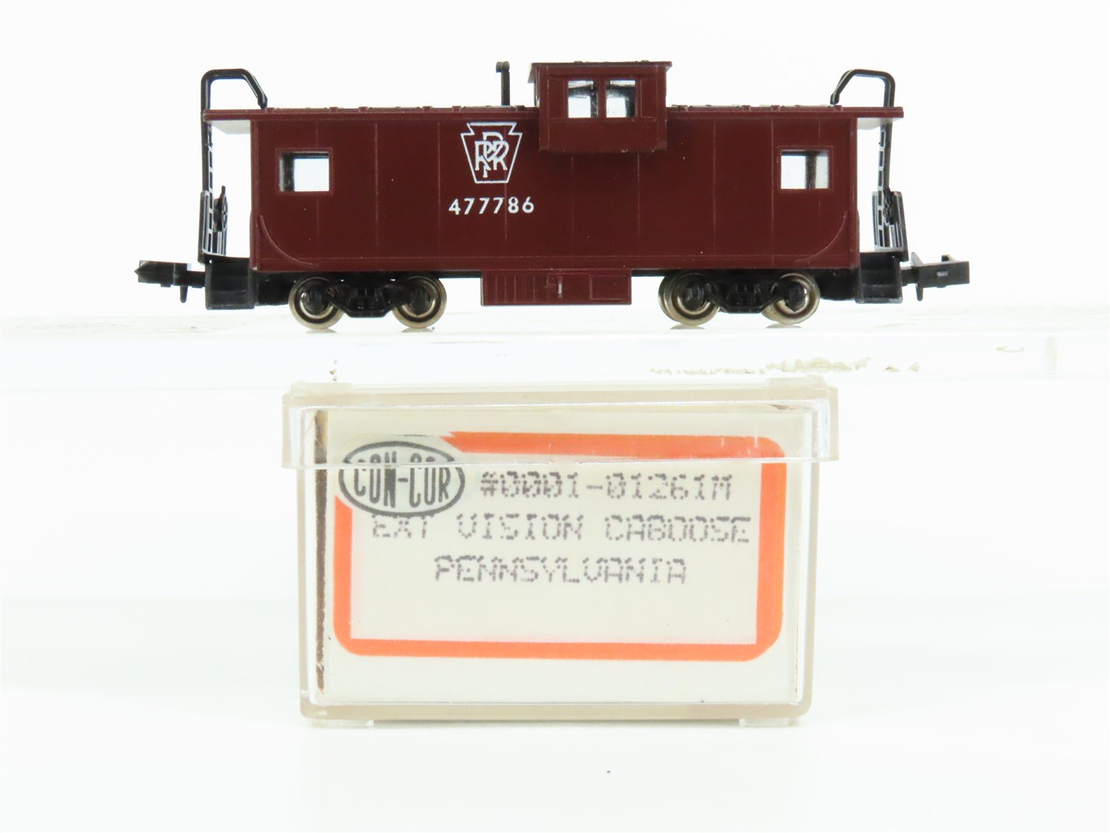 N Scale Con-Cor 0001-01261M PRR Pennsylvania Extended Vision Caboose #477786