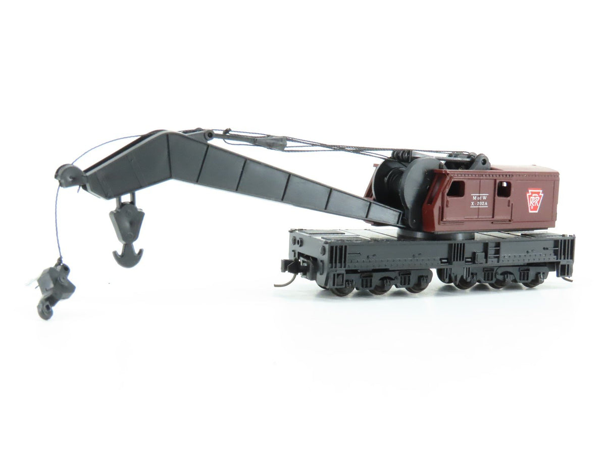 N Con-Cor 0001-602006 PRR Pennsylvania MofW Crane w/ Boom Flat Car #X-202A&amp;B