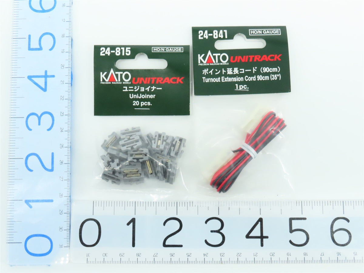 Lot of 7 HO / N KATO Unitrack 24-841 Turnout Extension Cord &amp; 24-815 UniJoiners