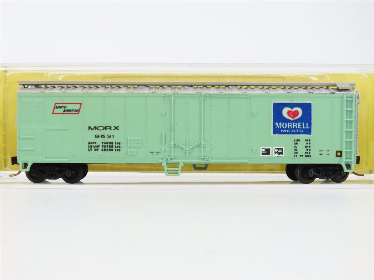 N Scale J &#39;n J Custom 86-04D MORX Morrell Meats Reefer Car #9531