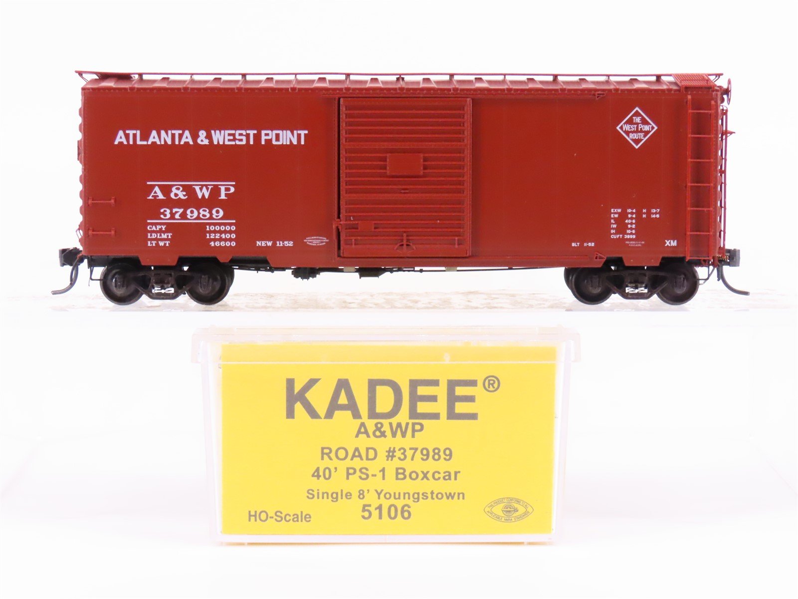 HO Scale Kadee 5106 A&WP Atlanta & West Point 40' Single Door Box Car #37989