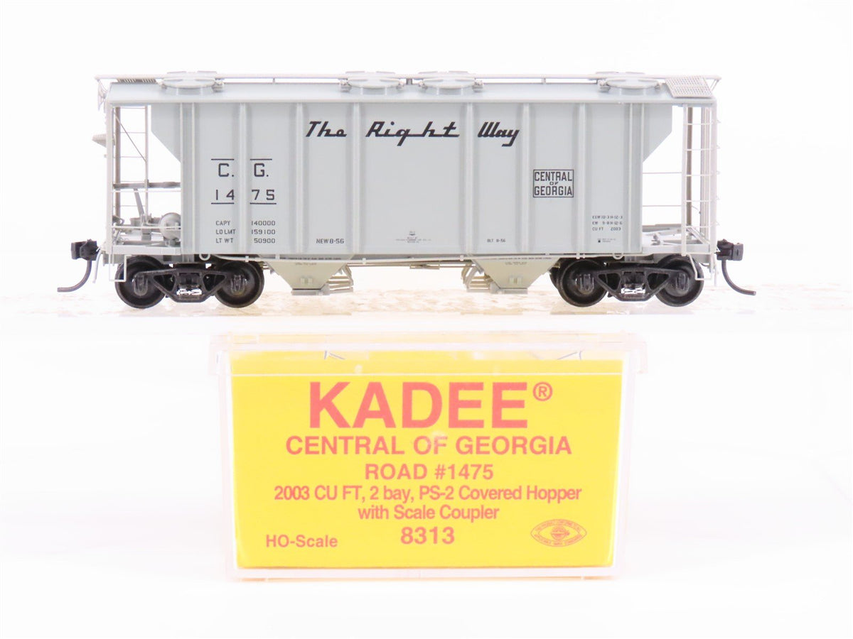 HO Scale Kadee 8313 CG Central of Georgia Railroad 2-Bay Covered Hopper #1475