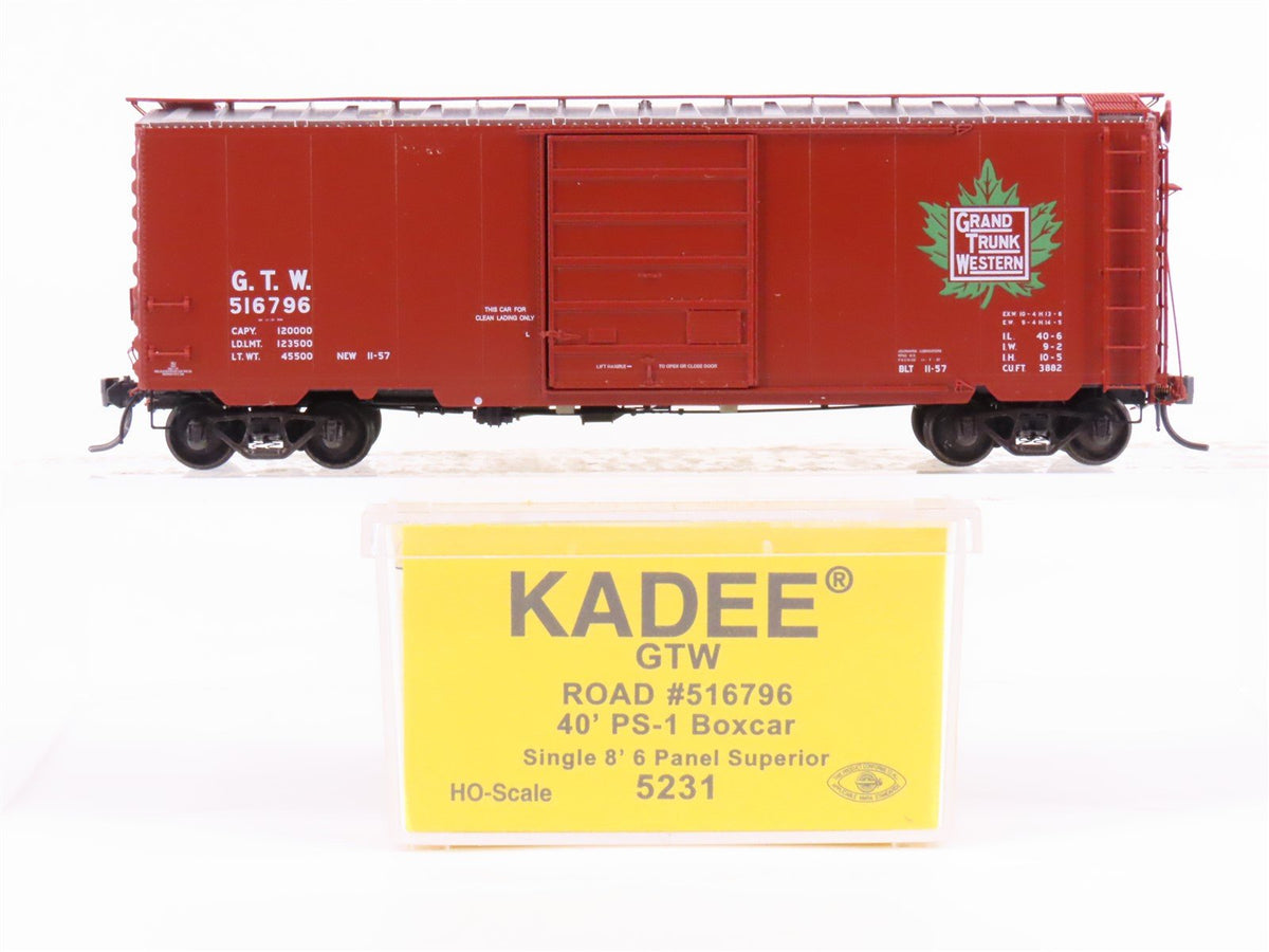 HO Scale Kadee 5231 GTW Grand Trunk Western 40&#39; Single Door Box Car #516796