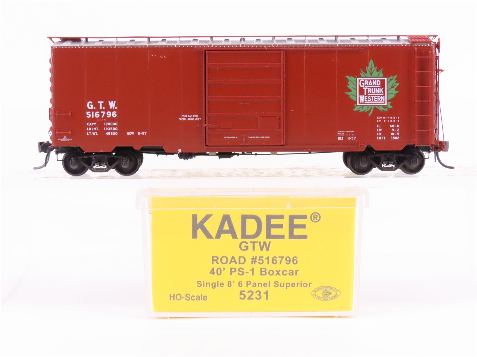 HO Scale Kadee 5231 GTW Grand Trunk Western 40' Single Door Box Car #516796