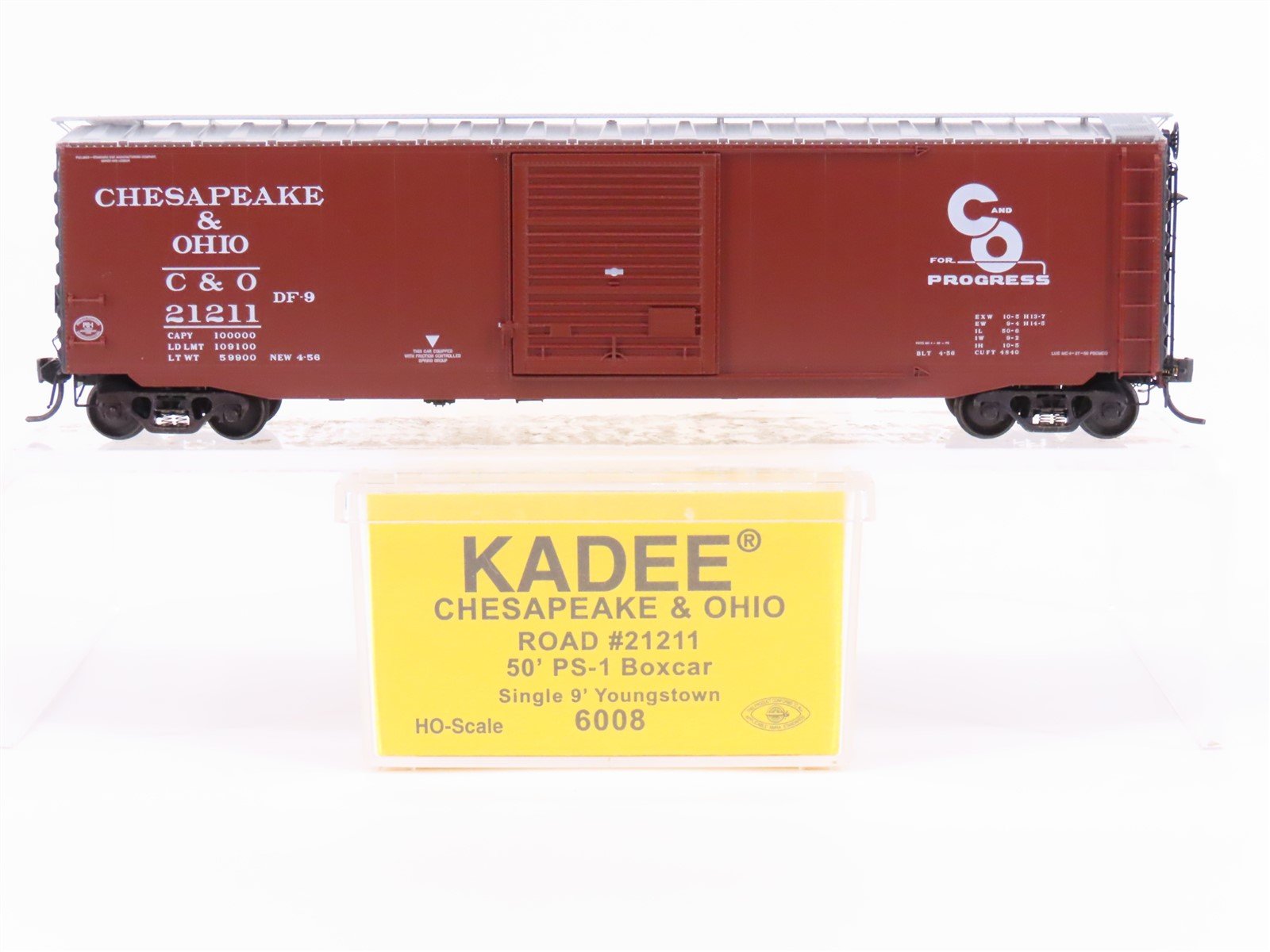 HO Scale Kadee 6008 C&O Chesapeake & Ohio 50' Single Door Box Car #21211