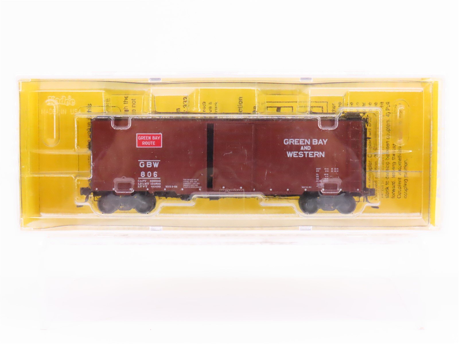 HO Scale Kadee 4049 GBW Green Bay Route 40' Single Door Box Car #806 - Sealed