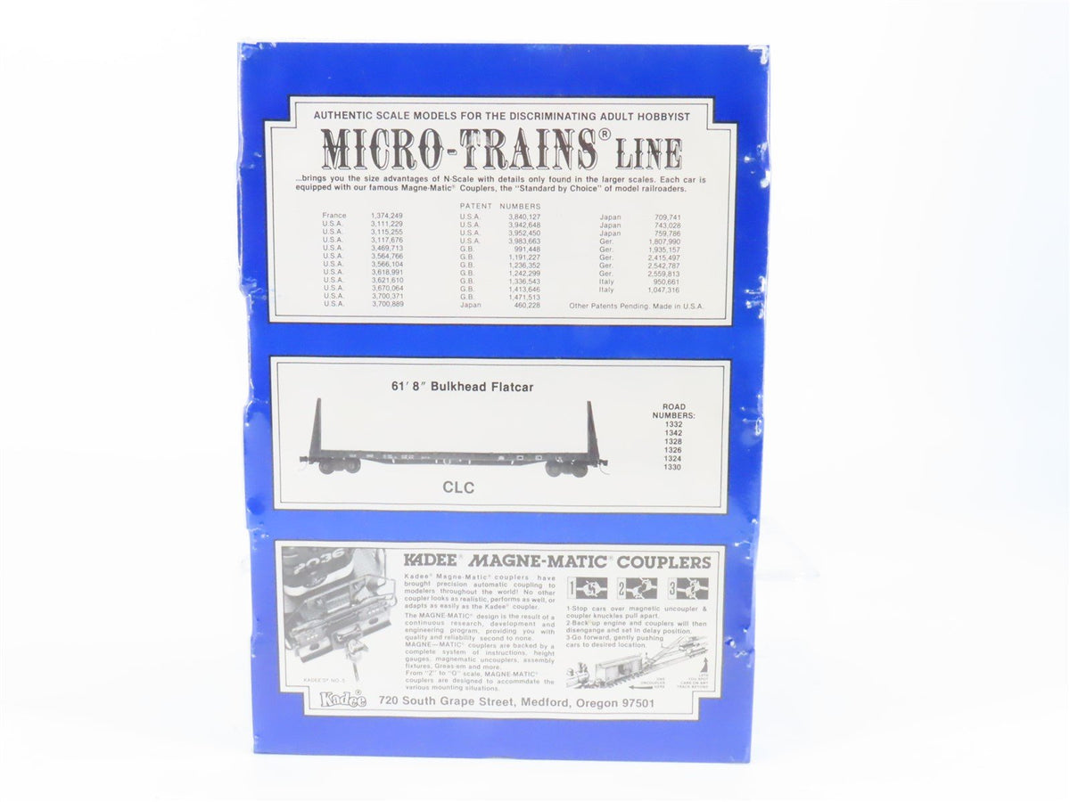 N Scale Micro-Trains MTL 54062 CLC Railway 61&#39; Bulkhead Flatcar 6-Pack SEALED