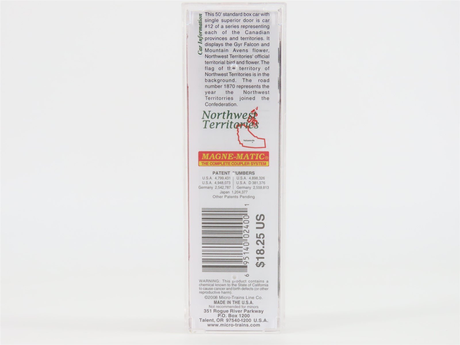 N Micro-Trains MTL 07700162 Northwest Territories 50' Standard Boxcar #1870