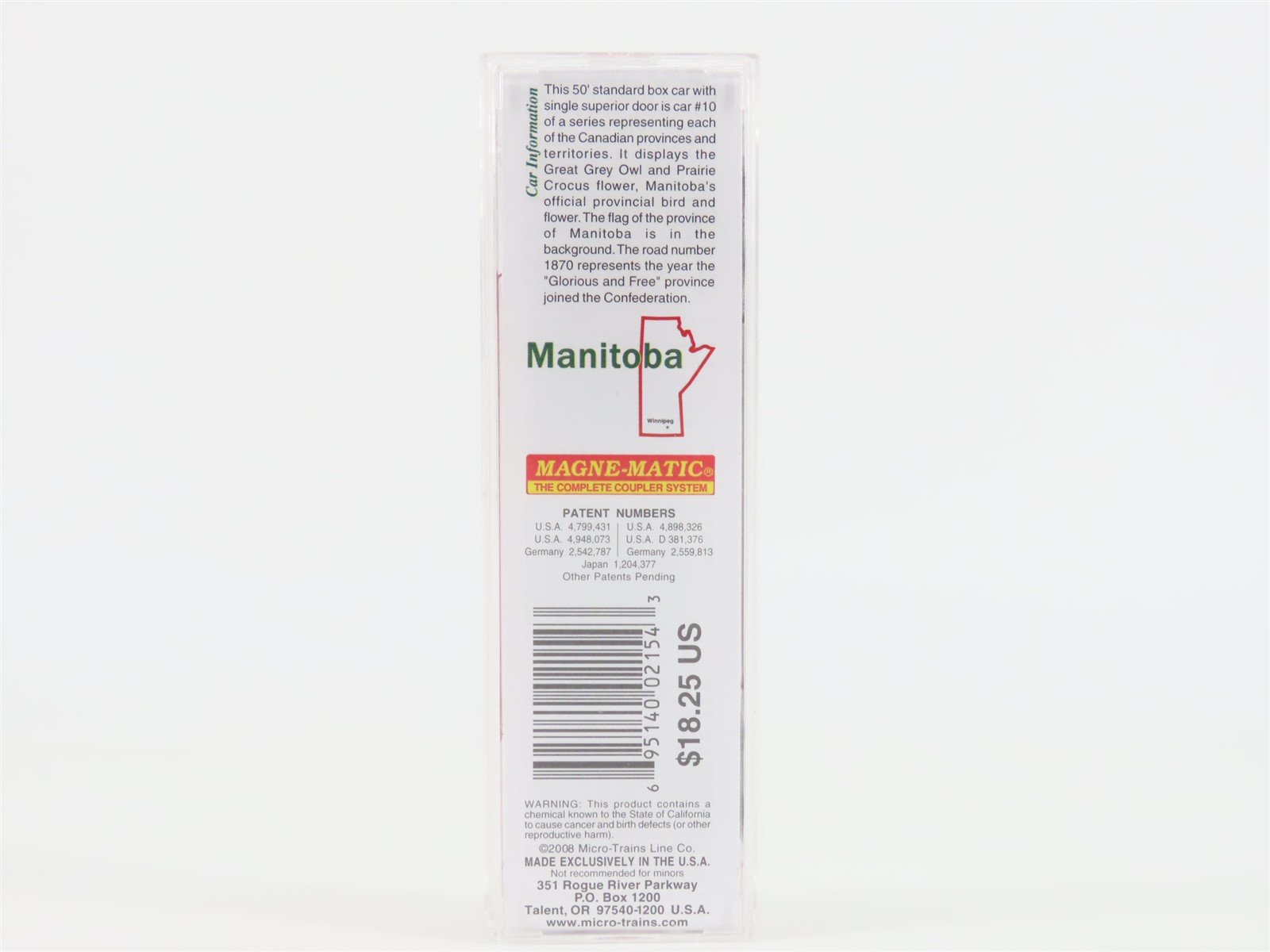 N Scale Micro-Trains MTL 07700160 Manitoba Provincial 50' Standard Boxcar #1870