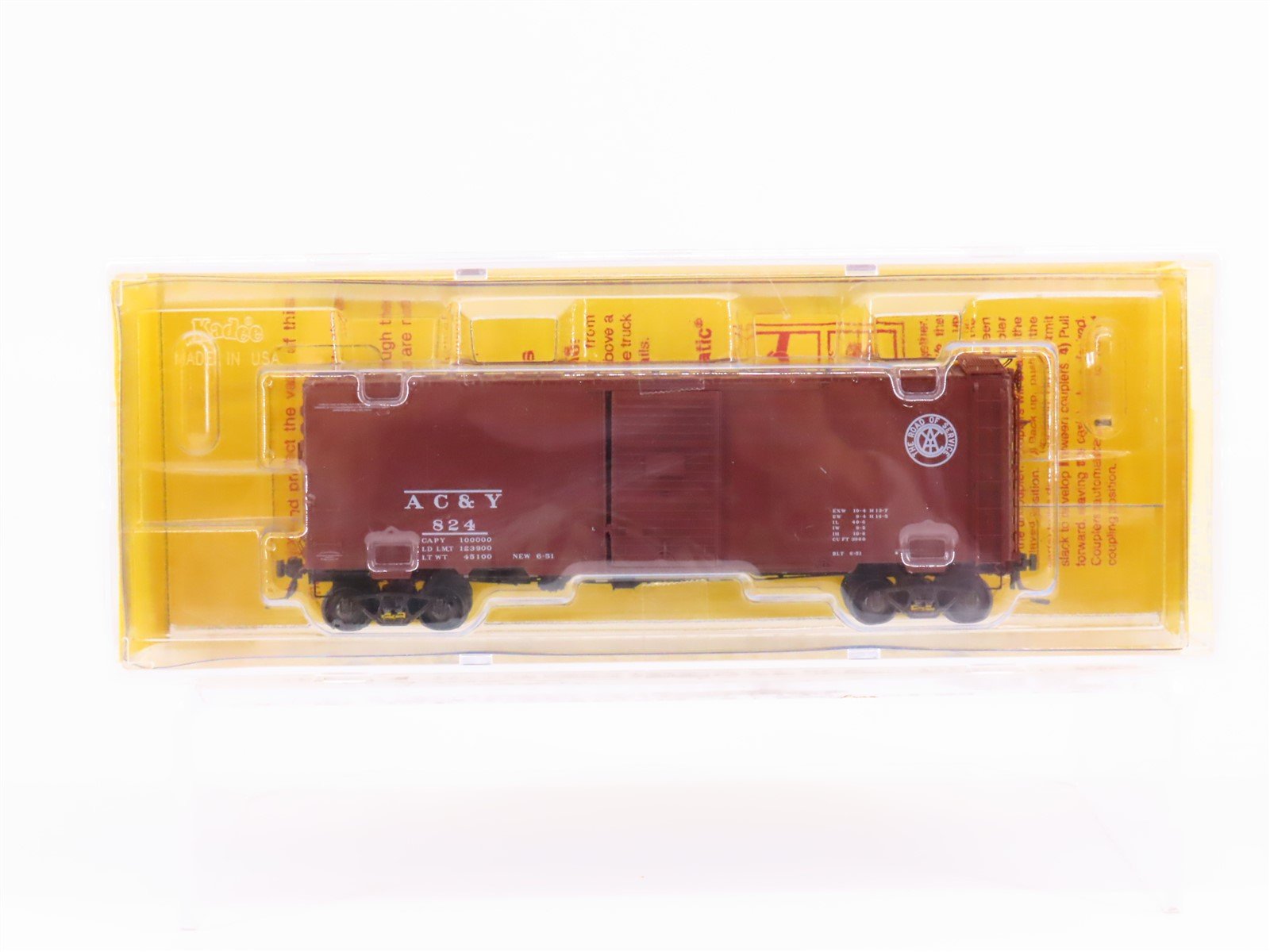 HO Scale Kadee 4058 AC&Y Akron Canton & Youngstown 40' Box Car #824 - Sealed