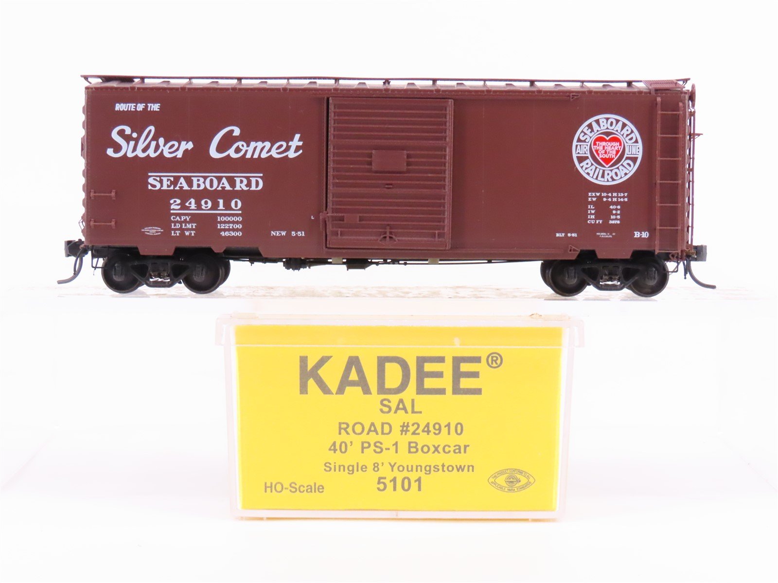 HO Scale Kadee 5101 SAL Seaboard Silver Comet 40' Single Door Box Car #24910