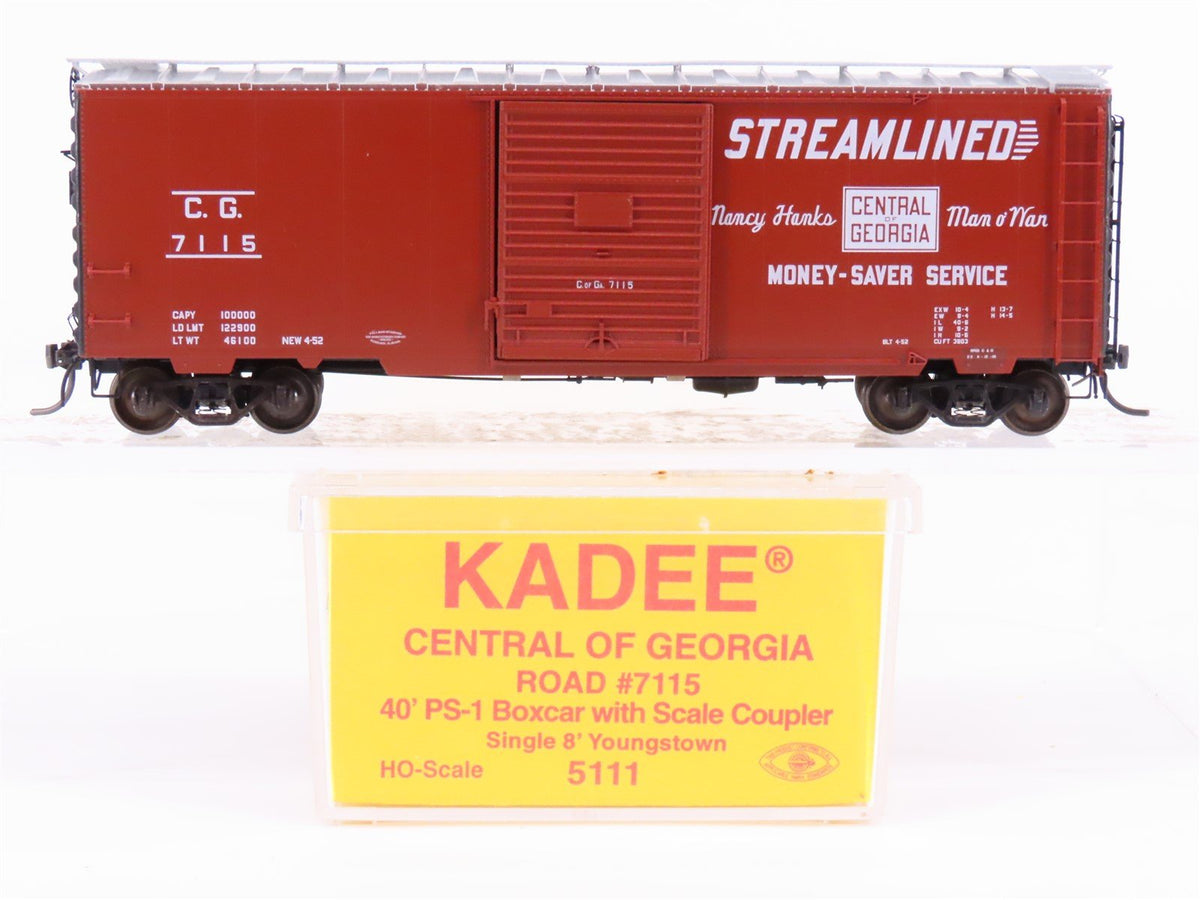 HO Scale Kadee 5111 CG Central of Georgia Railroad 40&#39; Single Door Box Car #7115