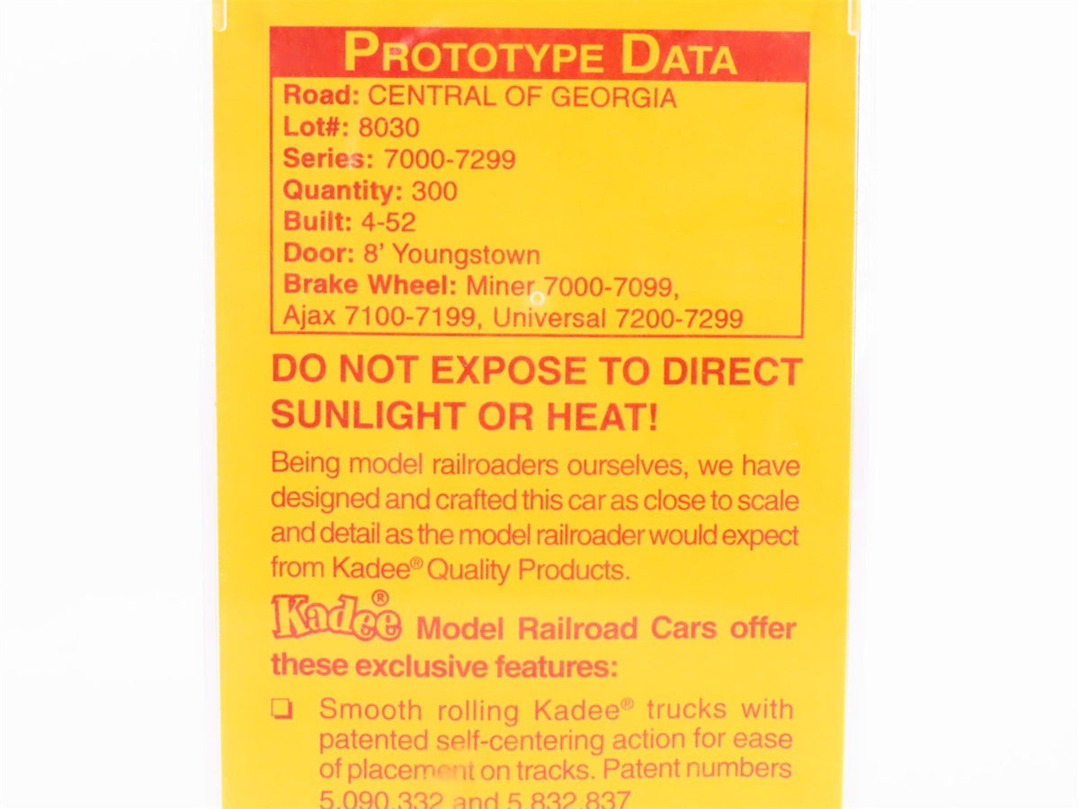 HO Scale Kadee 5111 CG Central of Georgia Railroad 40&#39; Single Door Box Car #7115